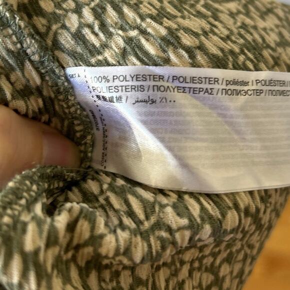 Mango Sage Olive Green Dot Crinkle Cottage Boho Midi Dress - Picture 8 of 10